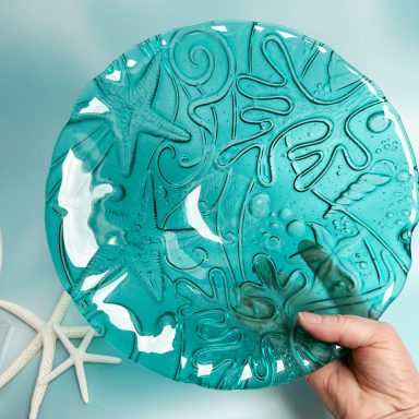 Large aqua sea life bowl textured aqua sea life bowl