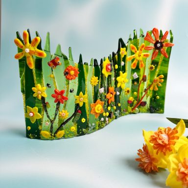 Free standing wavy floral panel.