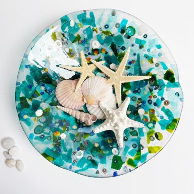 Recycled glass bowl Reuse and recycle bowl, aquas